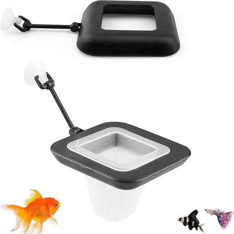 2 Pièces Fish Anneau d'alimentation, Anneau Nourriture Poisson, Cercle de Nourriture Flottante, Aquarium Anneau d'alimentation, pour Aquarium et Aquarium, avec Ventouse, Noir (1/5)
