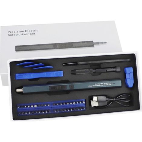 Mini tournevis électrique, jeu de tournevis magnétique de précision 12 en 1 avec 10 embouts, rechargeable par USB et poignée antidérapante
