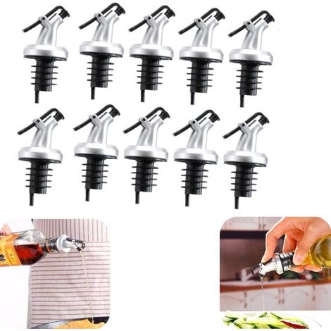 Bouchons verseurs lot de 10 - becs anti-goutte pour bouteilles de sauce soja et burettes d'huile, 8 x 3,5 cm (1/5)