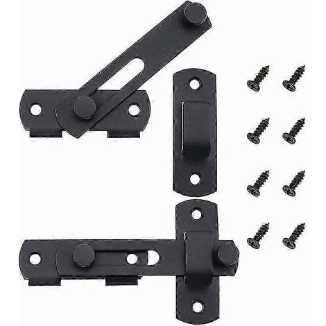 Lot de 2 loquets à bascule en acier inoxydable pour portes coulissantes, noir mat, compatibles avec portes, fenêtres et jardins - avec vis de fixation de 100 mm (1/5)