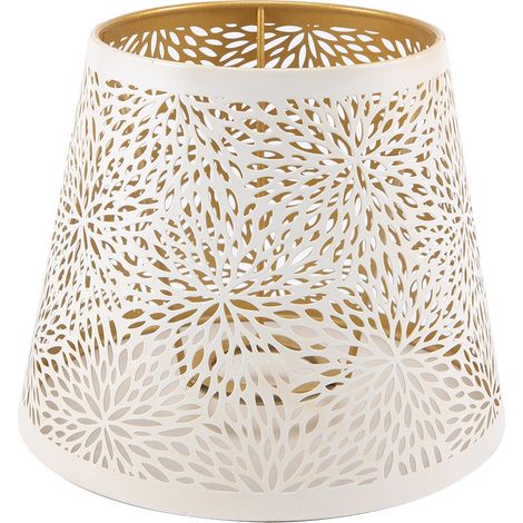 Abat-jour en métal blanc (E14/E27) – style vintage, ferronnerie ouvragée, motif inspiré des arbres – adapté aux luminaires. (1/5)