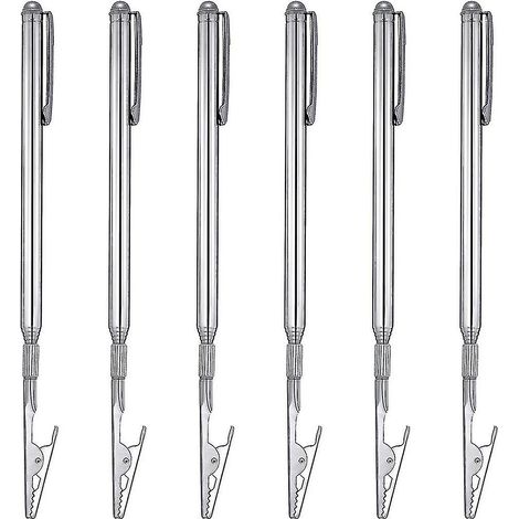 Lot de 6 pinces crocodiles télescopiques avec clip pour stylo et articulation extensible. (1/5)