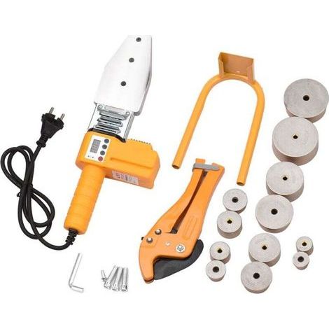 Machine de soudage de tuyaux en plastique, soudeuse par fusion à prise numérique réglable 0-320℃, avec double dissipation thermique 6 têtes de matrice 20/ 25/ 32/ 40/ 50/ 63 mm boîtier en fer (1/4)