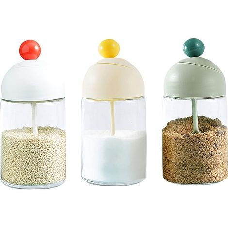 Sollbry Set mit 3 Gewürzgläsern aus Glas mit Deckel für Camping (1/5)