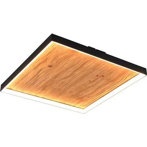 Deckenleuchte Wohnzimmerlampe Deckenlampe LED Switch-Dimmer Holz quadratisch