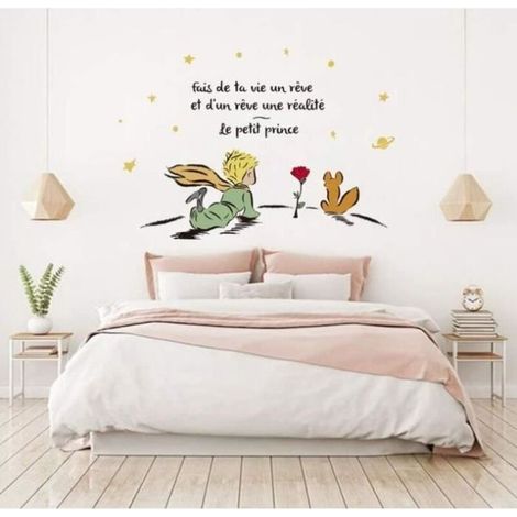 (Comme photo montrée)Autocollant mural - Le Petit Prince - Citations - Jaune - Décoration murale - Enfant