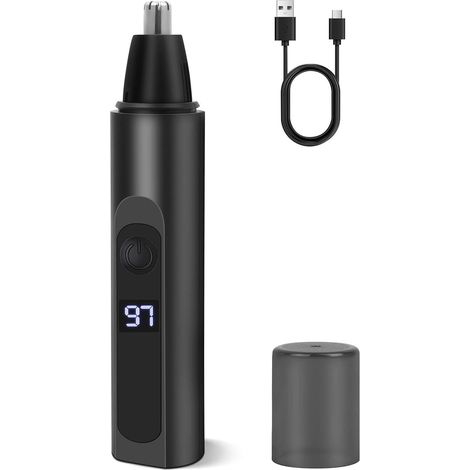 Tondeuse Nez, Coupe Poils Nez et Oreilles USBC Rechargeable, LCD Écran, Indolore Épilatio pour le NezOreilles Barbe Sourcils Corps, pour Homme Et Femme, Imperméable, lames à double tranchant (1/5)