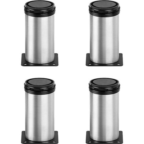 Pieds de meubles réglables en acier inoxydable, pieds de table en métal pour meubles TV, bancs, tables à manger, bureaux, canapés, lot de 4 (10 cm) (1/4)