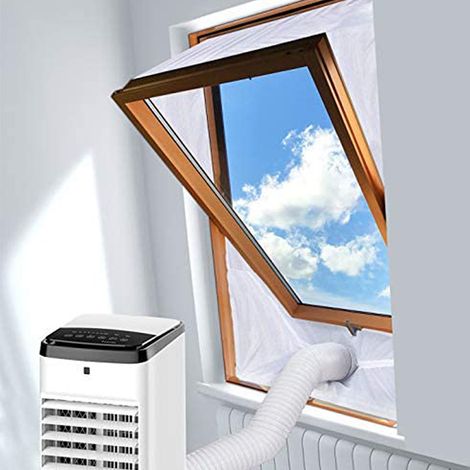 Bâche d'Étanchéité pour Climatiseur Mobile - Kit de Fenêtre Coulissante en Nylon Épais, Panneau Isolant Anti-Chaleur et Bruit, Rideau Flexible Ajustable pour Climatisation Portable