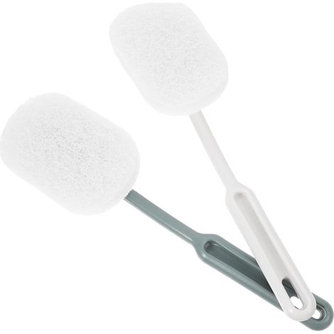 PP 2 Stück Toilettenbürste Mit Scheuerschwamm Langer Ergonomischer Griff Material Hängebürste (1/5)