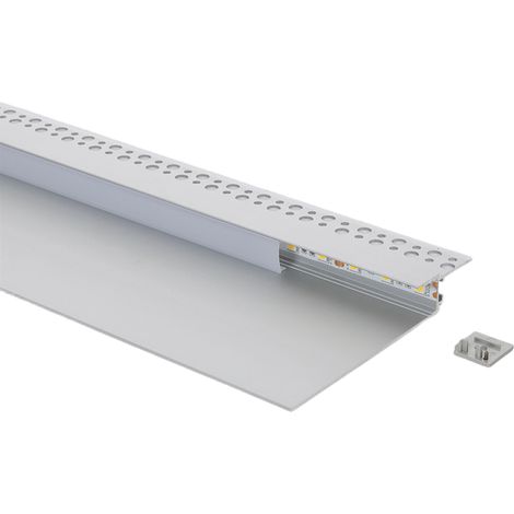 Perfil Aluminio Integración en Escayola/Pladur para Tiras LED hasta 12 mm Aluminio 2 m Blanco traslúcido