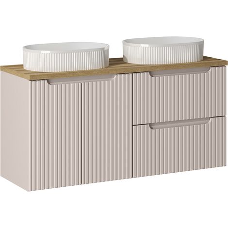 Waschtisch 120cm mit Keramikwaschbecken, Beige und Eiche, NEWPORT-56-CASHMERE (1/5)