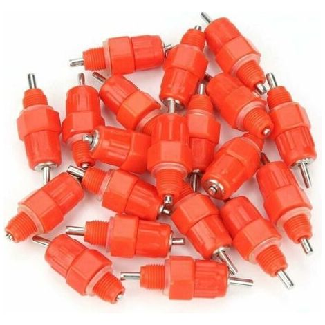 Tetine Abreuvoir Poules 20 Pezzi, distributore automatico per polli, galline, pulcini, anatre, design vis-a-vis, allevamento animali, alimentazione bovini, equipaggiamento distributori acqua, rosso (1/4)
