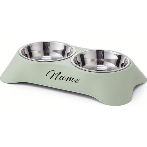 Filiyano-Gamelle double personnalisable pour animaux – Station d'alimentation antidérapante en acier inoxydable – Usage domestique – Vert – 1 pièce (1/5)