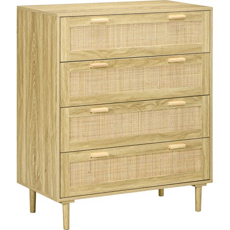 Cassettiera 4 cassetti 90 x 45 x 108.5 cm ampio spazio scandinavo antiribaltamento in truciolato naturale 210001591