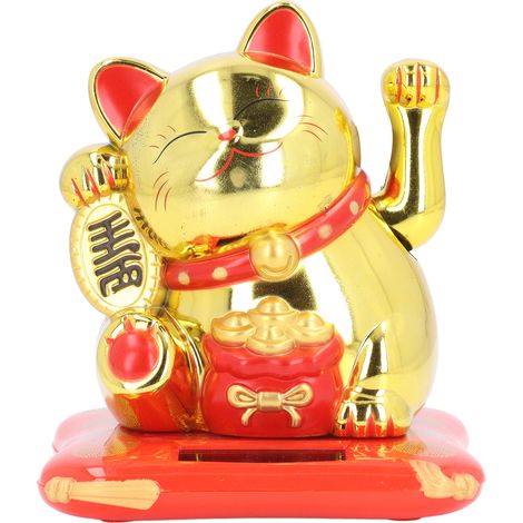 Solar-Glücksbringer, winkender Arm, realistische Katze