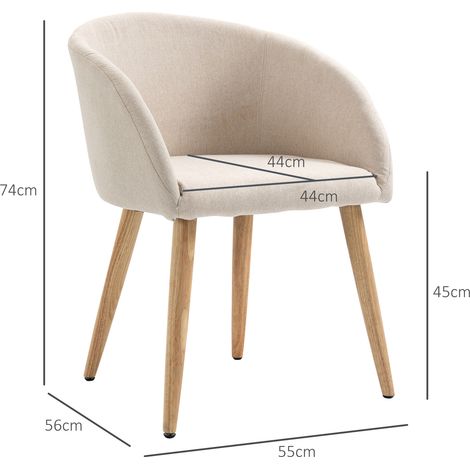 Set di 2 poltrone imbottite, design scandinavo, con gambe in legno, piedini antiscivolo, portata massima 150 kg, colore beige. (1/5)