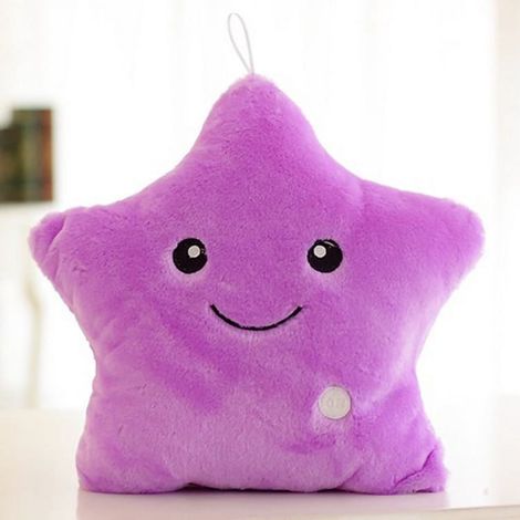 Coussin Étoile Lumineuse LED - Jouet en Peluche Forme d'Étoile - Décoration Intérieure - Cadeau d'Anniversaire ou Saint-Valentin - 35 x 38 cm - 1 Pièce (1/5)