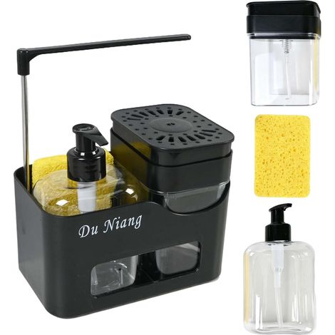 Distributeur Liquide Vaisselle avec Porte Éponge, Barre Porte-Torchon (1/5)
