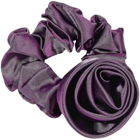 Chouchou élastique à cheveux avec décoration de rose, grand élastique en caoutchouc rose, chouchou pour cheveux de femme, support pour queue de cheval-Purple (1/5)