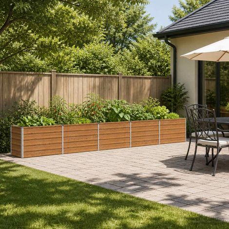 vidaXL Cama de Jardín Elevada Madera Marrón 400 x 40 x 55 cm (1/5)