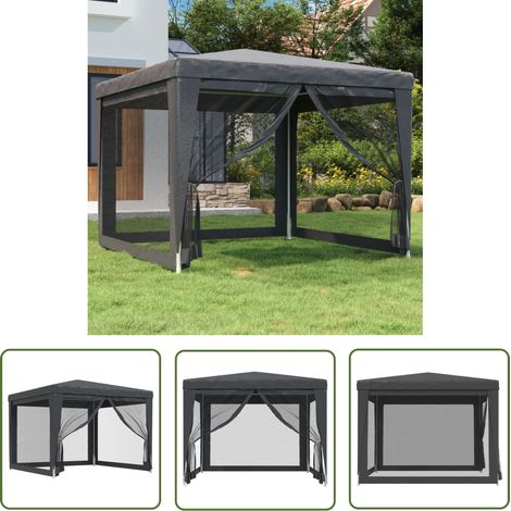 The Living Store Partyzelt mit 4 Mesh-Seitenwänden Anthrazit 3x3 m HDPE - Outdoor-Zelt - Partyzelt - Gartenpavillon - Festzelt - Sommergarten (1/5)