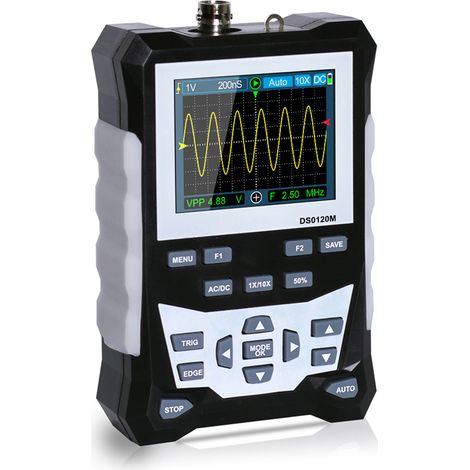 Oscilloscope numérique KKmoon DS0120M, écran couleur TFT 2,4 pouces (320 x 240 pixels), bande passante 120 MHz, fréquence d'échantillonnage 500 MSa/s, outil professionnel avec rétroéclairage et foncti (1/5)
