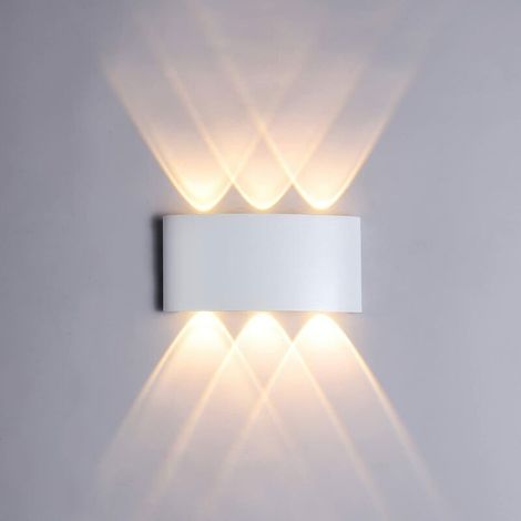 Applique Murale LED 6W, Lumière Blanc Chaud 3000K, Applique Murale étanche IP65, Décorative Lumière pour Chambre Couloir Salon Escalier Hôtel Bar(blanche) (1/5)
