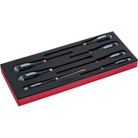 BAHCO - Jeu de 4 tournevis vis à fente/3 Phillips, module mousse 1/3 Fit&Go - 7 pcs