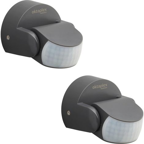Rilevatore di movimento per esterni 2X IP65 Sensore a infrarossi regolabile a 180° Portata 12 m 230 V Antracite con sensore crepuscolare