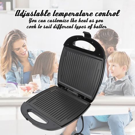 Grille-panini électrique 1000W, plaques antiadhésives double face, presse à sandwich réversible pour petit-déjeuner et pique-nique (1/5)