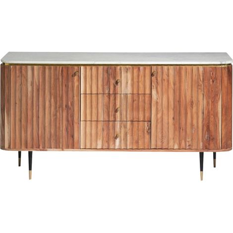 Buffet en bois d'acacia et marbre blanc Judith (1/5)