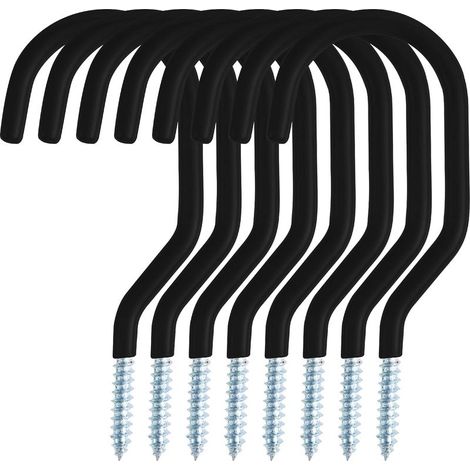 Crochet de vélo 8 pièces, support de vélo adapté à une utilisation polyvalente, à visser, pour abri, garage, jardin, revêtement plastique pour support mural/plafond,noir (1/5)