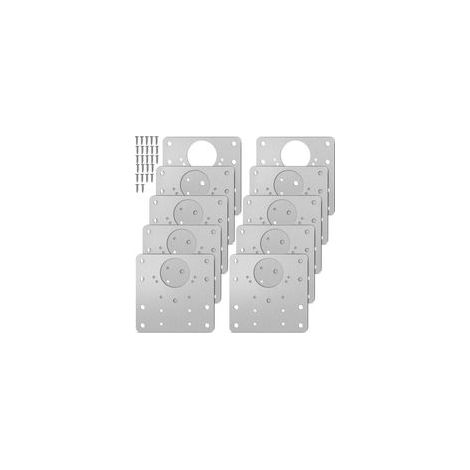 Lot 10 plaques réparation charnière acier inox, kit avec vis, pour meubles, étagères, bois