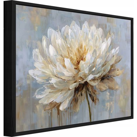 Tableau sur toile avec cadre noir – Fleurs abstraites – 100 x 70 cm (1/5)