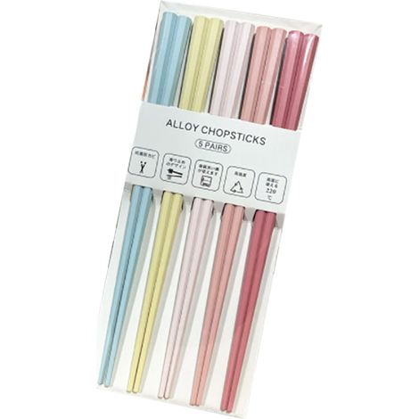 5 Pairs Octagonal Sushi Chopsticks Japanese Style Pointed Chopstick Set Fashion Color PET Plastic Chopsticks H (1/5)