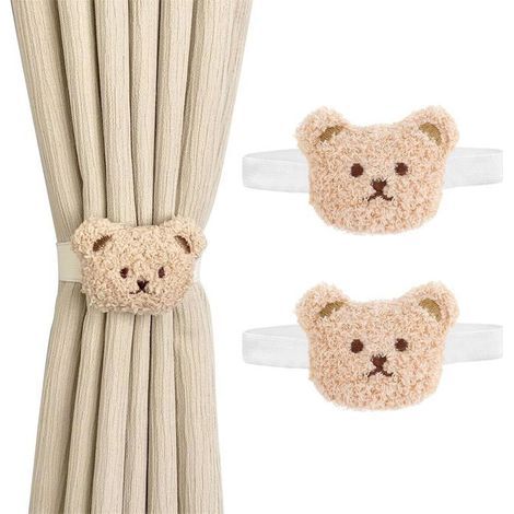 Creative set of 2 curtain ties with cute cartoon pattern, curtain holder supports.