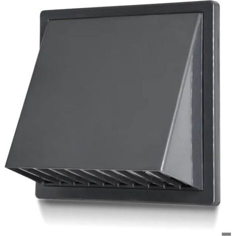 Grille De Ventilation Avec Auvent - 170x170 mm - Raccord Ø 150 mm - Graphite - Clapet Anti-Retour - Unité