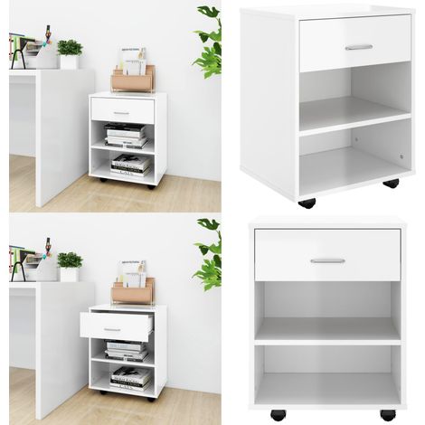 Rollschrank Hochglanz-Weiß 46x36x59 cm Holzwerkstoff - Rollschrank - Weißer Schrank - Büroorganisation - Schreibtischaccessoires - Stauraum - Home & Living (1/5)