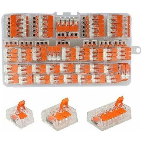 Connecteur À Levier - 75 Pièces - 221-412 / 221-413 / 221-415 - 2 / 3 / 5 Fils - 24 À 12 AWG - Boîtier En Polycarbonate Transparent - Pour Raccordement Électrique Rapide (1/5)
