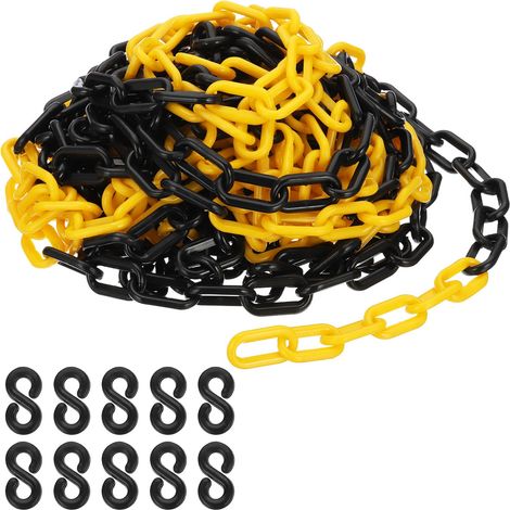 12M Chaîne en Plastique pour Contrôle des Sécurité 6mm Jaune Noir (1/5)