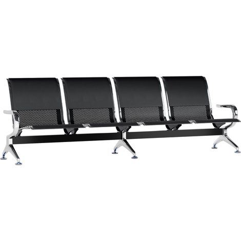 Wartebank Airport Kunstleder schwarz/schwarz 4-Sitzer (1/5)