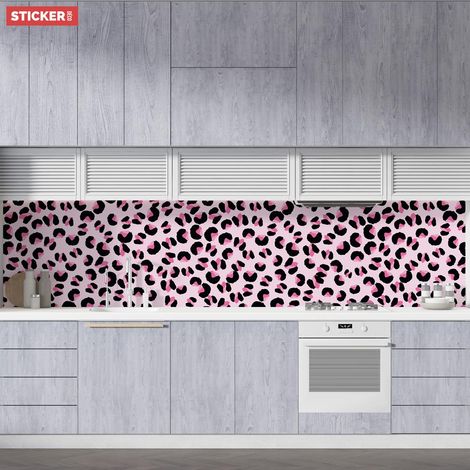 Crédence Adhésive Léopard Rose 100 x 40 cm (1/4)