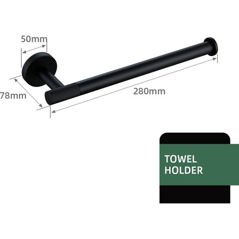 (Porte-serviettes) Accessoires de salle de bain noirs, kit en laiton moleté, porte-papier toilette, étagère porte-serviettes, porte-serviettes simple, crochet pour brosse de toilette (1/5)