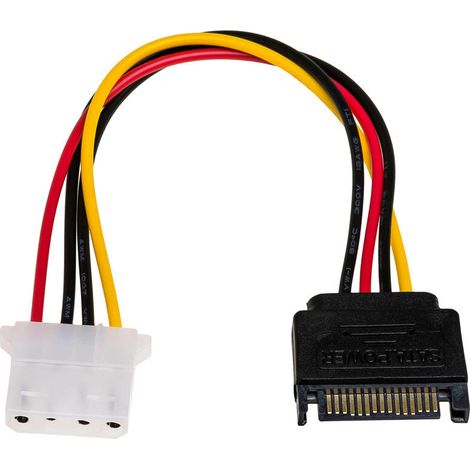 Cable SATA Molex Akyga AK-CA-11 para HDD/SSD (macho-hembra) y alimentación (15 cm).
