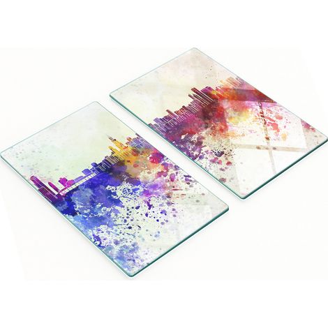 Tableros de vidrio decorativos multifuncionales con estampado de Chicago, 2x30x52 cm.