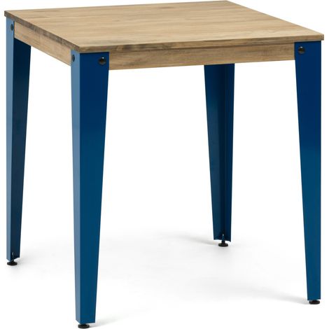 Mesa Lunds Cuadrada 80x80x75cm Azul en madera maciza de pino acabado vintage estilo industrial Box Furniture (1/5)