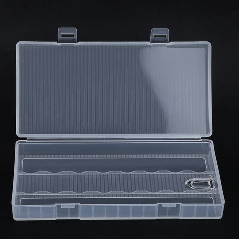 Boîte de rangement portable transparente en PP pour batteries 18650 avec crochets (1/5)
