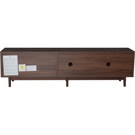 Mueble TV bajo de 190 x 40 x 52 cm en MDF marrón con 2 cajones y puertas correderas (1/5)