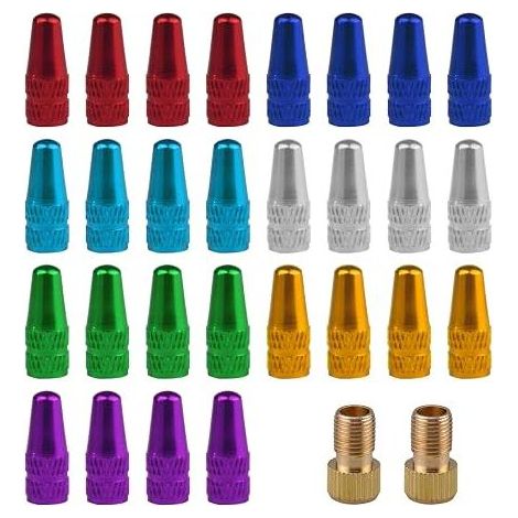 Colorful Valve Caps Bicycle Accessories Valve Inserts Tire Valve Caps Dust Caps Aluminum Dust Caps with Conversion Head Adapter for Bikes (1/5)